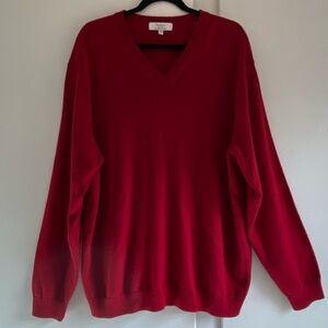 Extra Fine Merino Wool Turnberry Men’s Vintage Red V-Neck Sweater XL